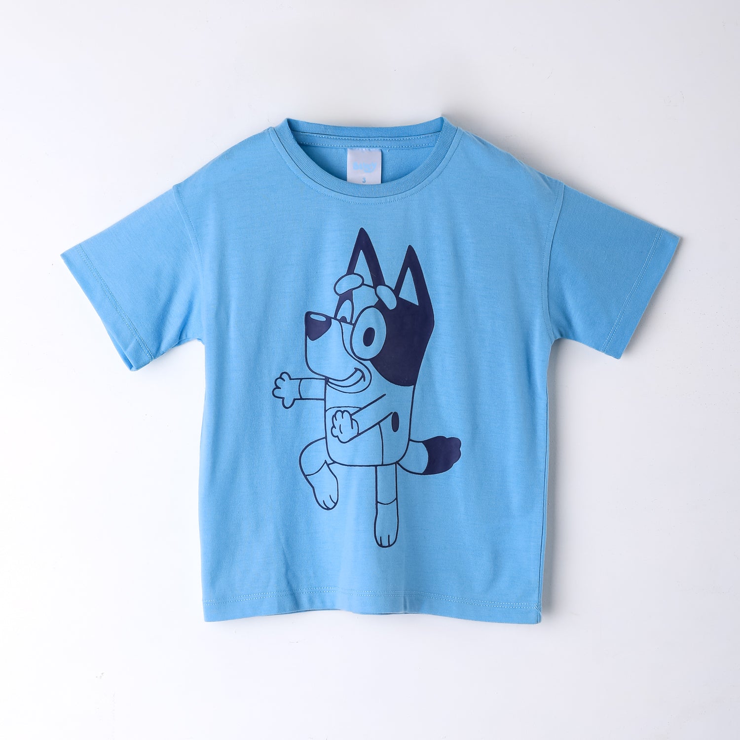Polera Manga Corta Niño Outline Celeste Bluey
