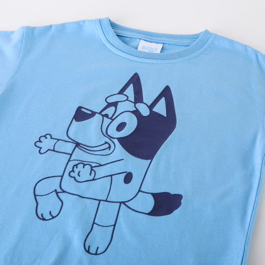 Polera Manga Corta Niño Outline Celeste Bluey - Poleras Chile | The Brands Club cl