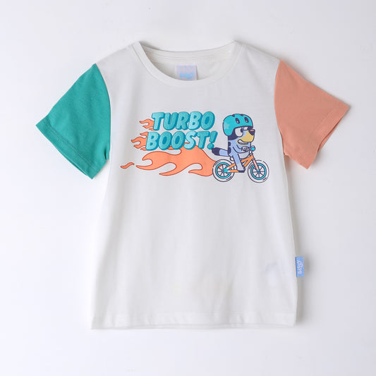Polera Manga Corta Niño Bluey Raglan Blanco - Poleras Chile | The Brands Club cl