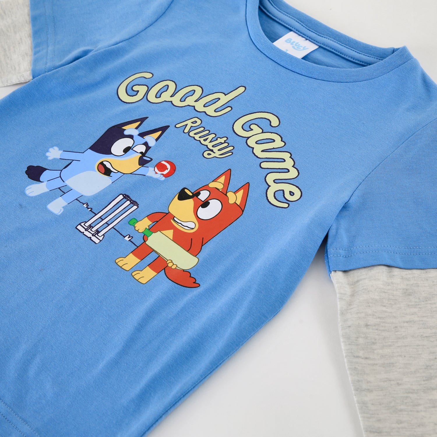 Polera Manga Larga Niño Doble Manga Azul Bluey
