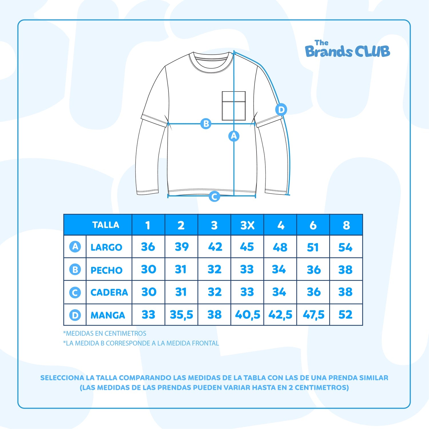 Polera Manga Larga Niño Doble Manga Azul Bluey
