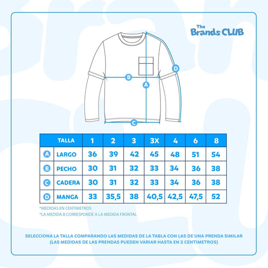Polera Manga Larga Niño Bluey Doble Manga Azul - Poleras Chile | The Brands Club cl