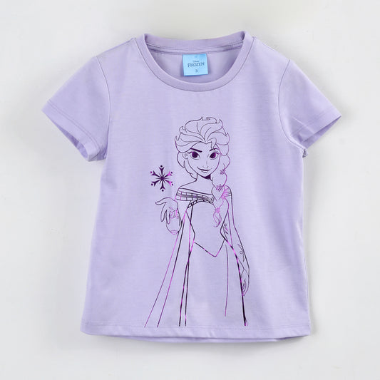 Polera Manga Corta Niña Elsa Disney Foil Morado - Poleras Chile | The Brands Club cl