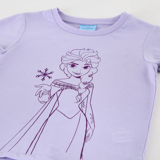 Polera Manga Corta Niña Elsa Disney Foil Morado - Poleras Chile | The Brands Club cl
