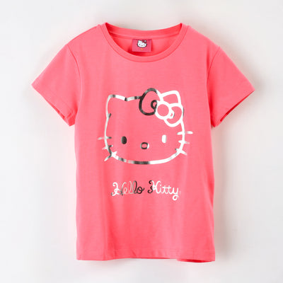 Polera Manga Corta Niña Hello Kitty Foil Rosado