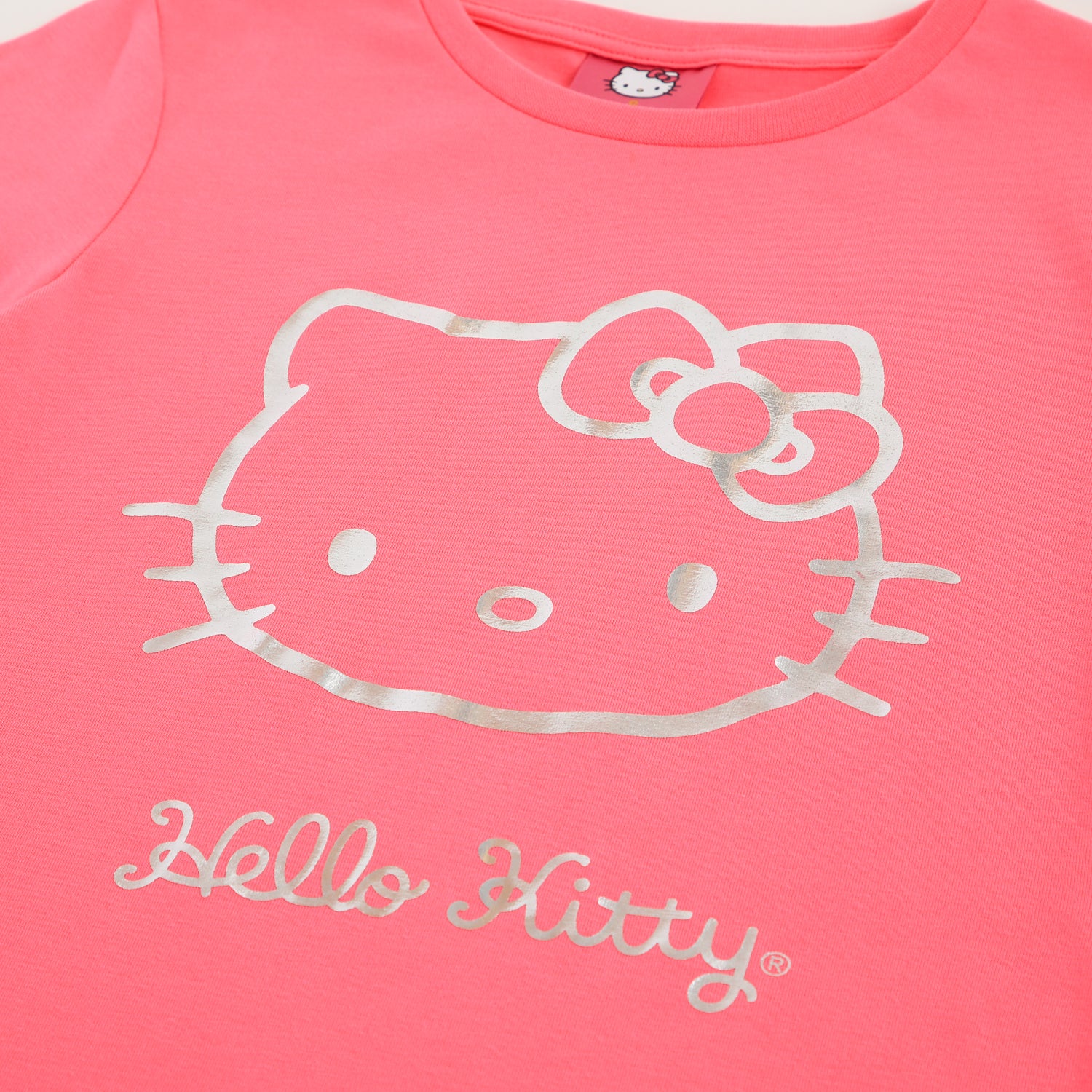 Polera Manga Corta Niña Foil Hello Kitty Rosado Hello Kitty