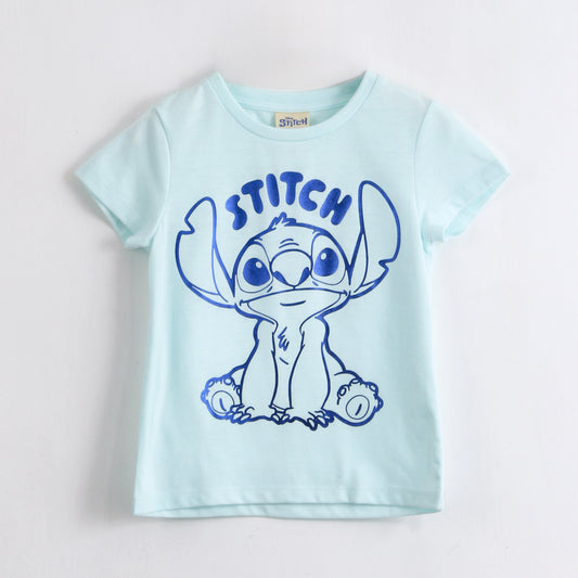 Polera Manga Corta Niña Stitch Disney Celeste - Poleras Chile | The Brands Club cl