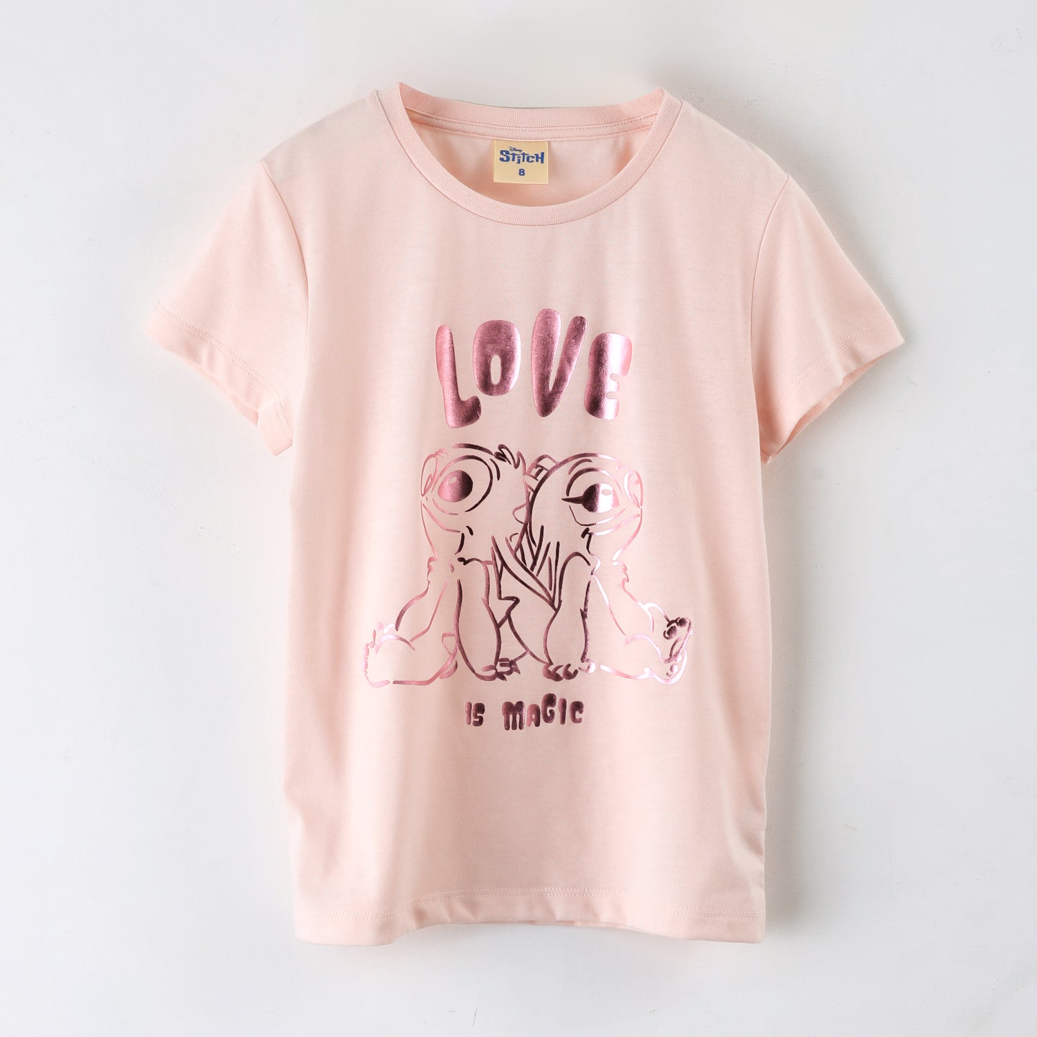Polera Manga Corta Niña Love Is Magic Rosado Disney