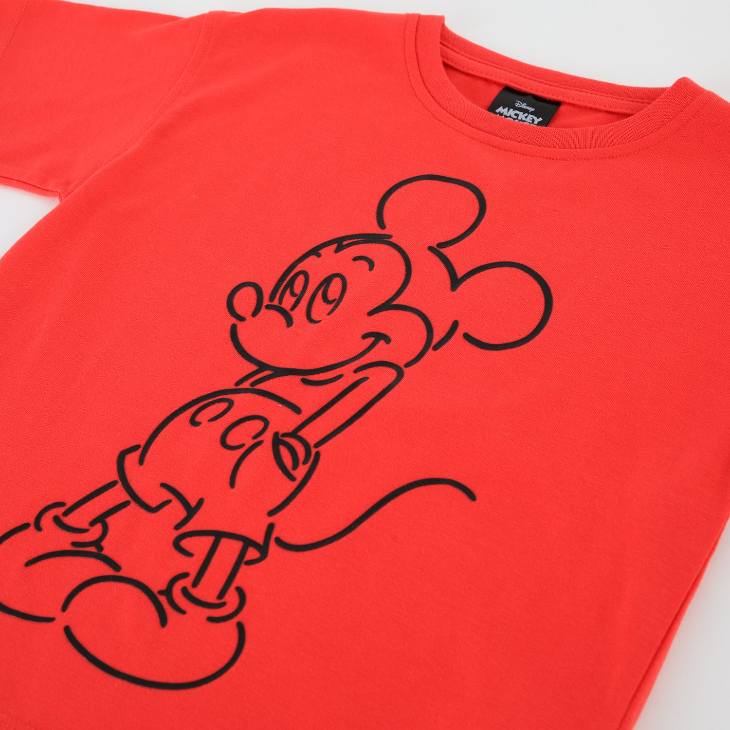 Polera Manga Corta Niño Outline Mickey Rojo Disney