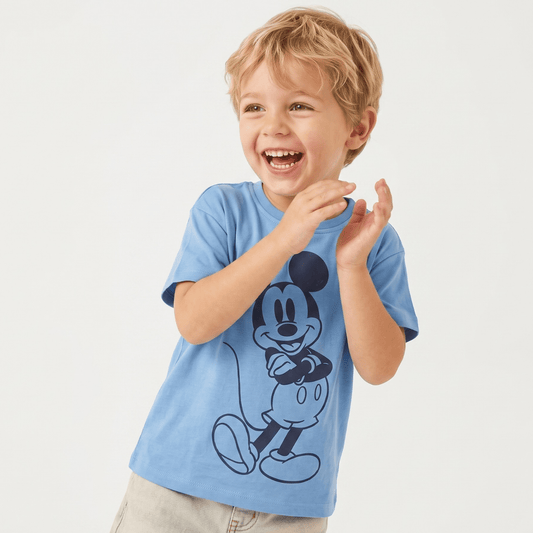 Polera Manga Corta Niño Mickey Disney Pose Celeste - Poleras Chile | The Brands Club cl