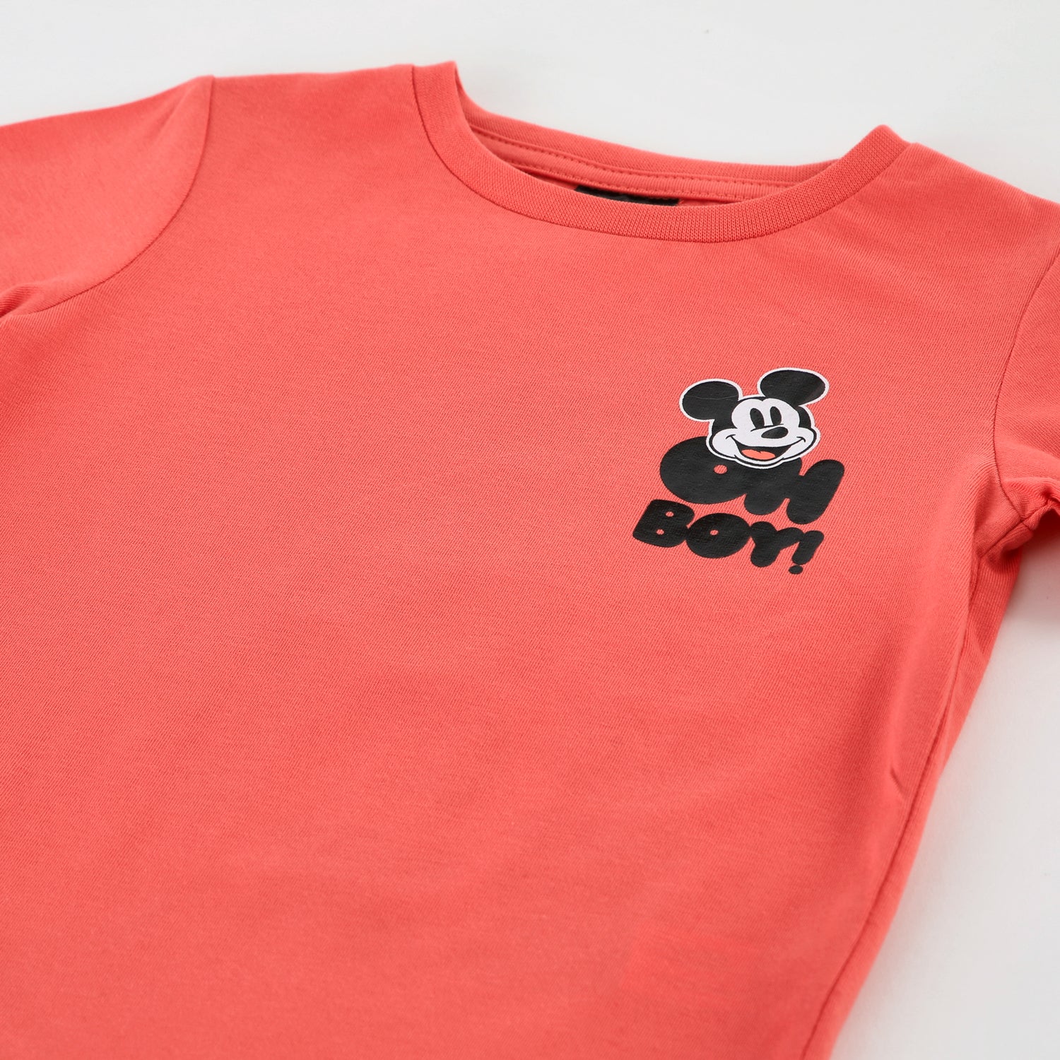 Polera Manga Corta Niño Mickey Disney Coral