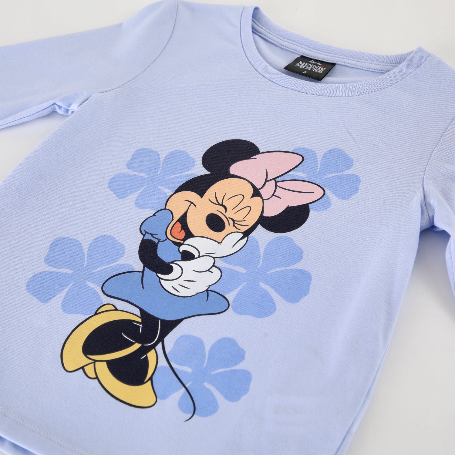 Polera Manga Larga Niña Minnie Celeste Disney