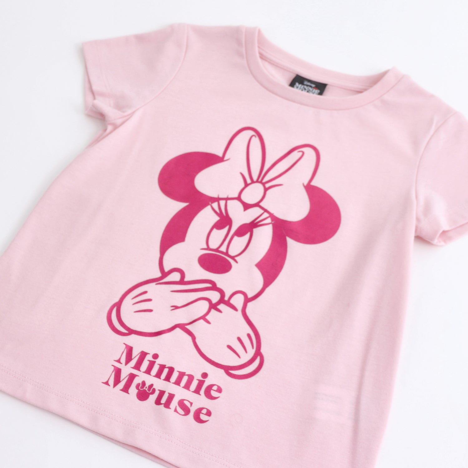 Polera Manga Corta Niña Foil Minnie Rosado Disney