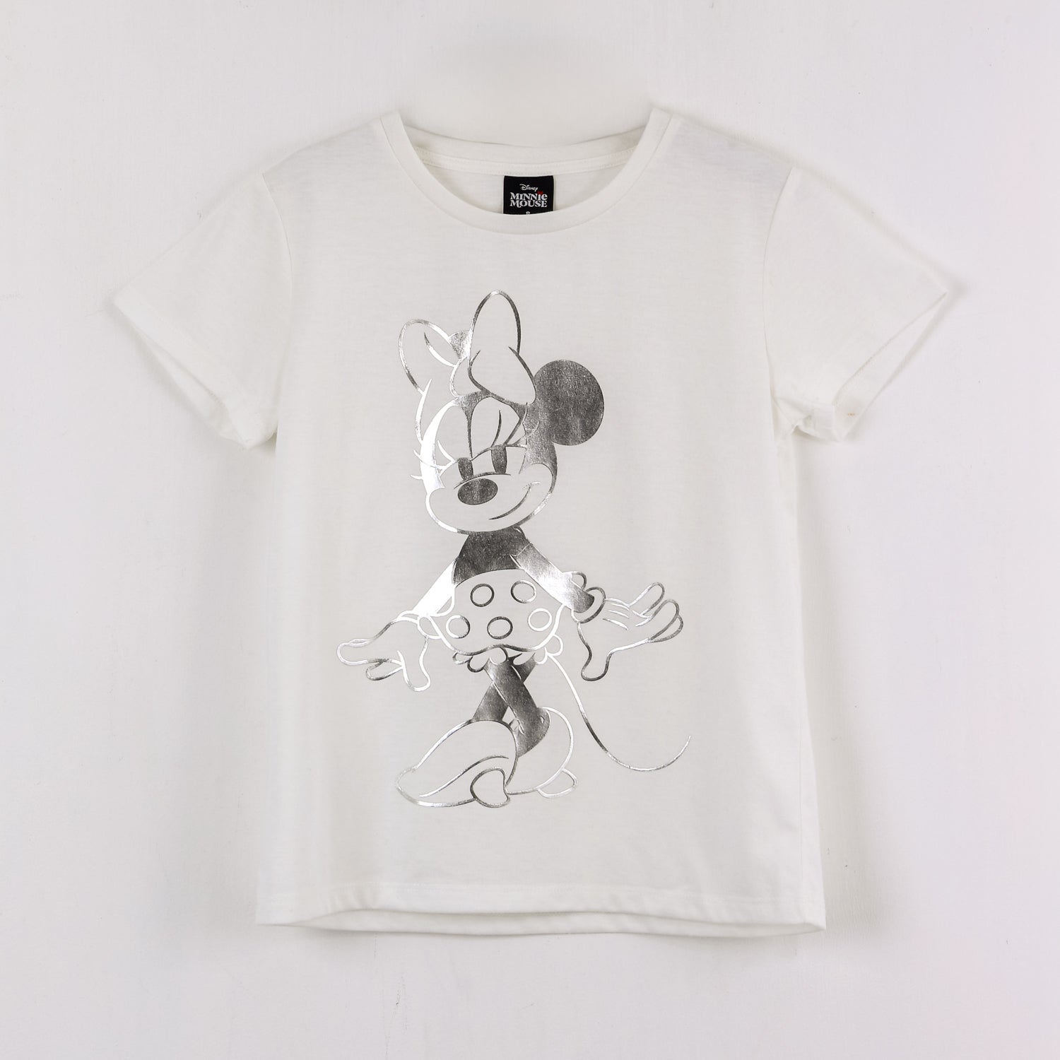 Polera Manga Corta Niña Tonal Minnie Blanco Disney