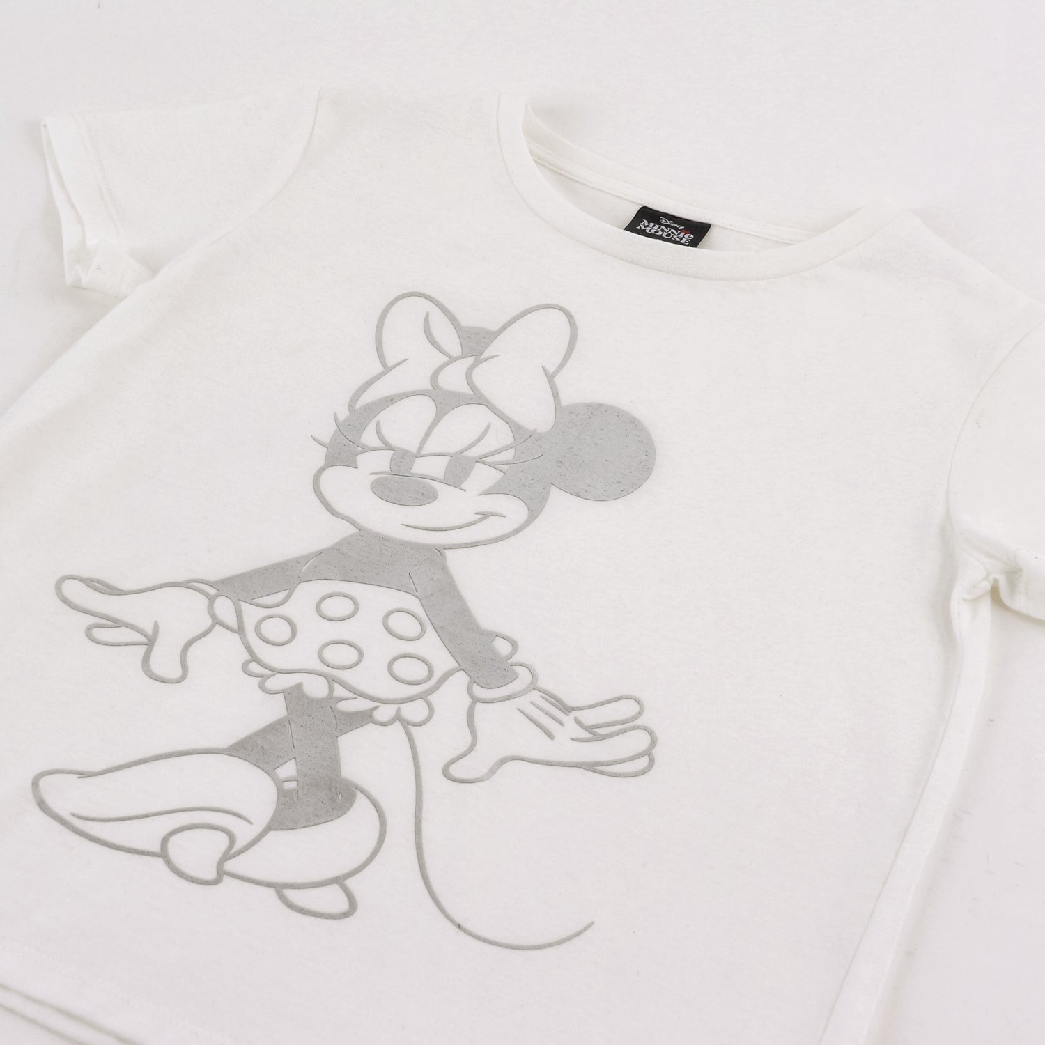 Polera Manga Corta Niña Tonal Minnie Blanco Disney