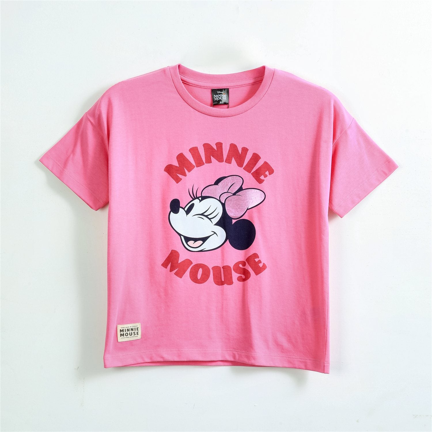 Polera Manga Corta Niña Minnie Disney Cara Rosado
