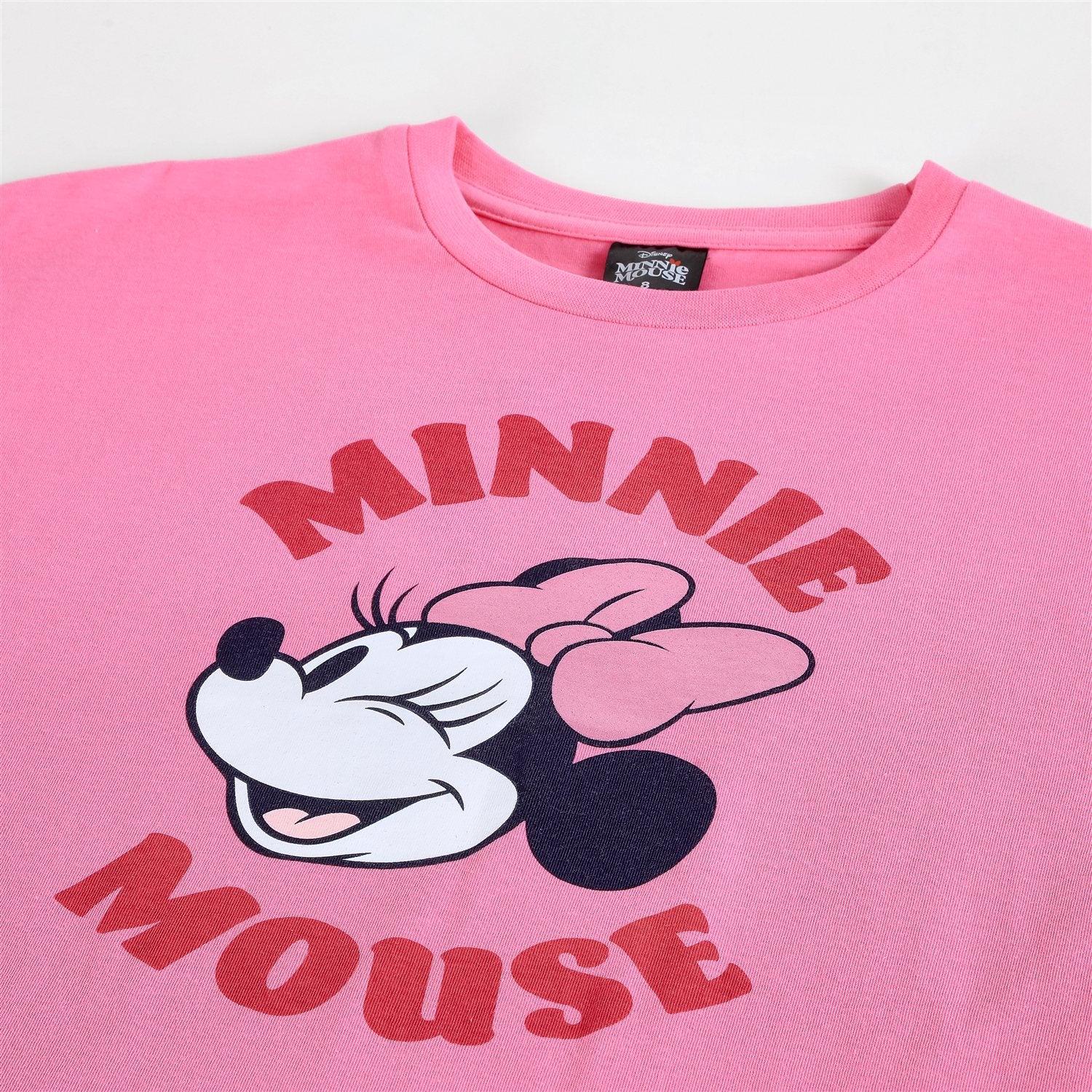 Polera Manga Corta Niña Minnie Disney Cara Rosado