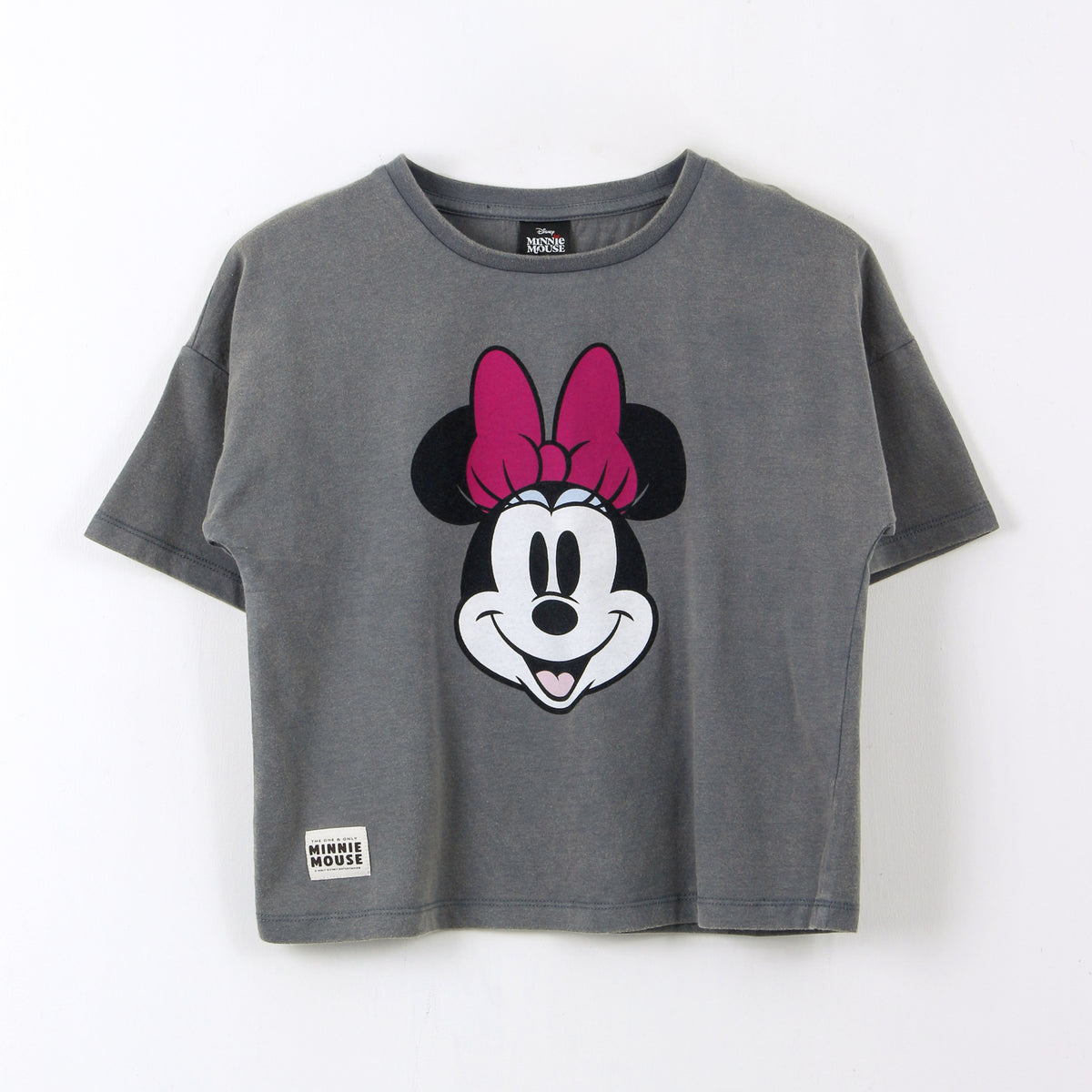 Polera Manga Corta Niña Minnie Disney Lavado Gris