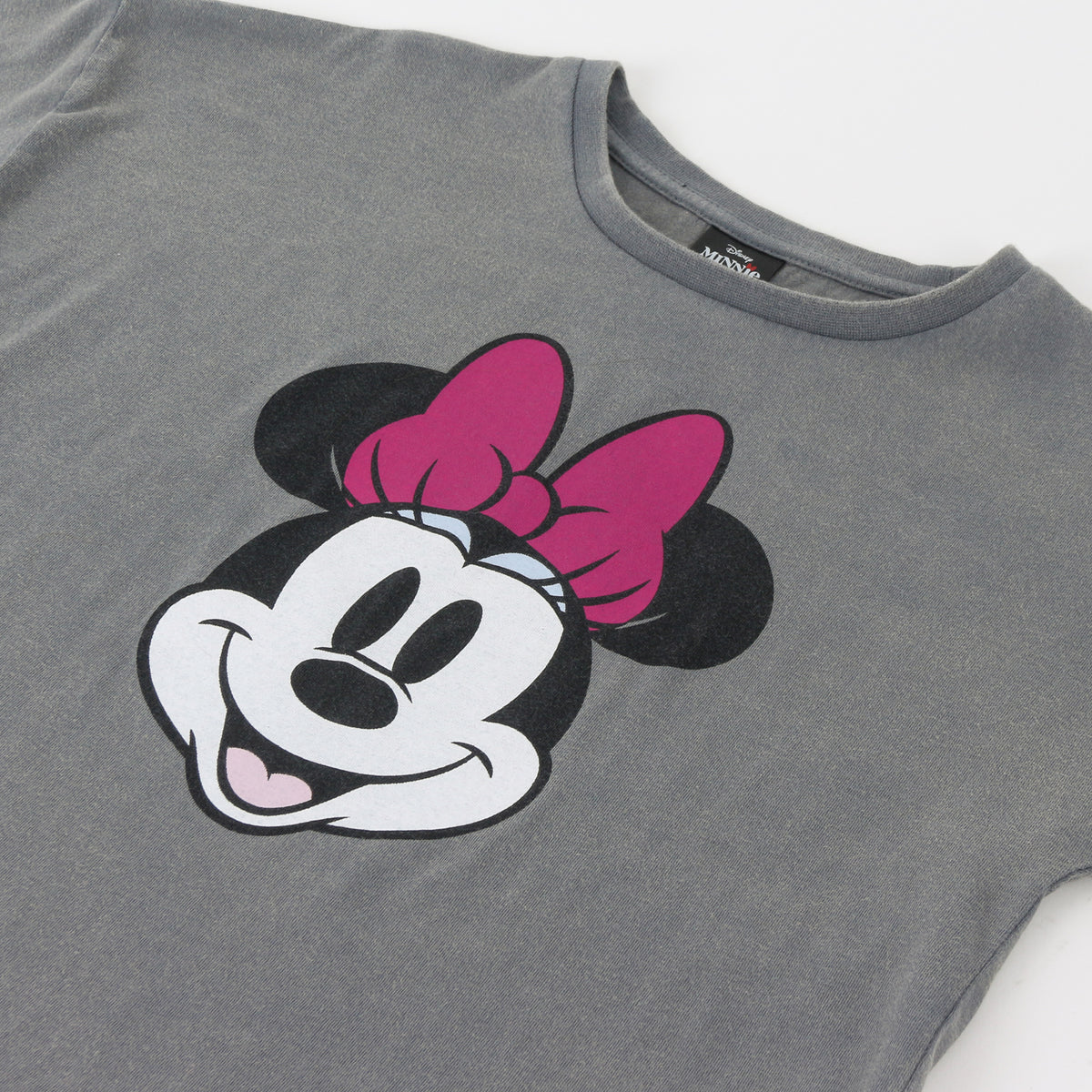 Polera Manga Corta Niña Minnie Disney Lavado Gris