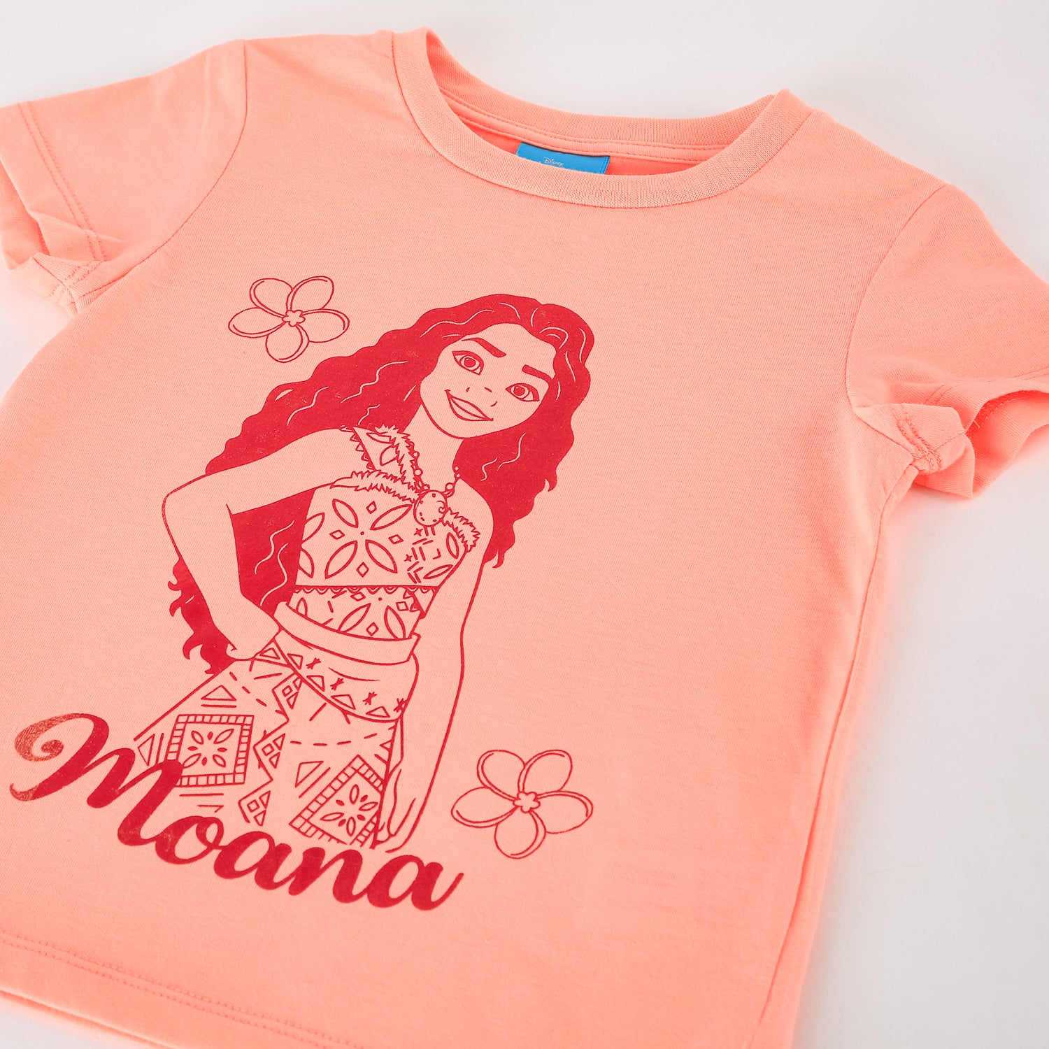 Polera Manga Corta Niña Moana Foil Naranjo Disney
