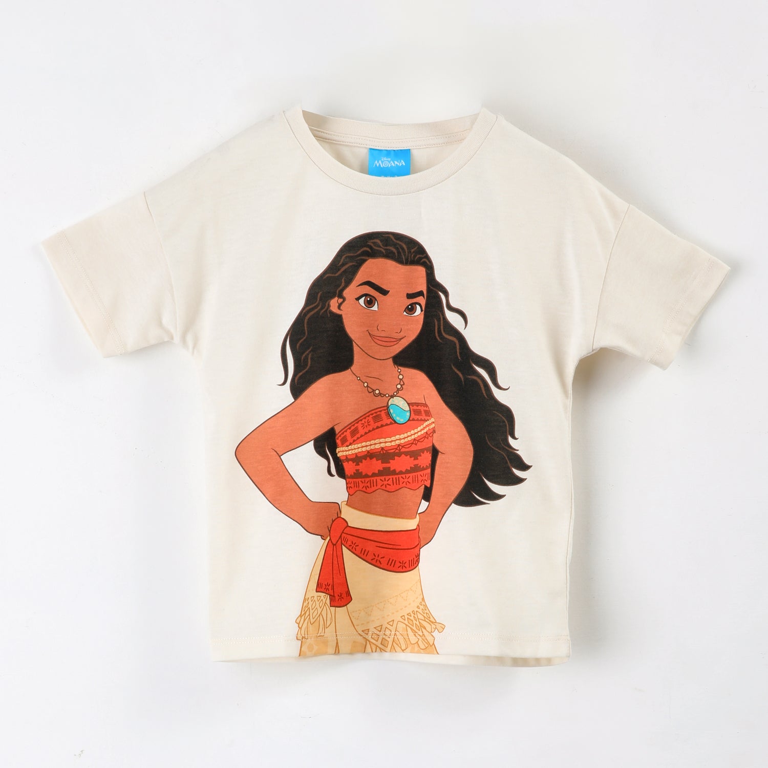 Polera Manga Corta Niña Moana Disney Blanco