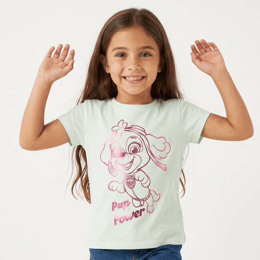 Polera Manga Corta Niña Paw Patrol Skye Foil Verde - Poleras Chile | The Brands Club cl