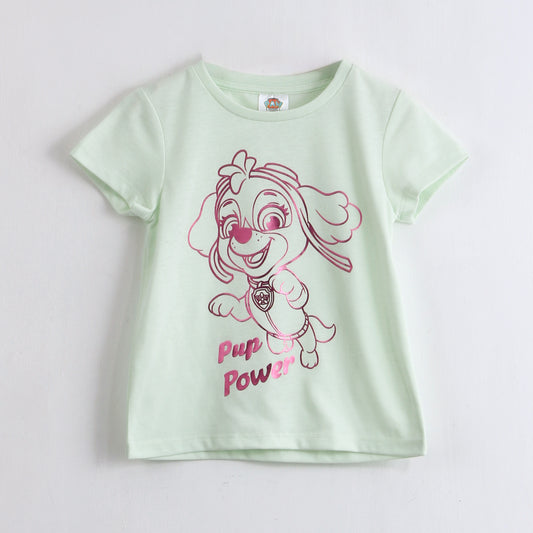 Polera Manga Corta Niña Skye Foil Verde Paw Patrol - Poleras Chile | The Brands Club cl