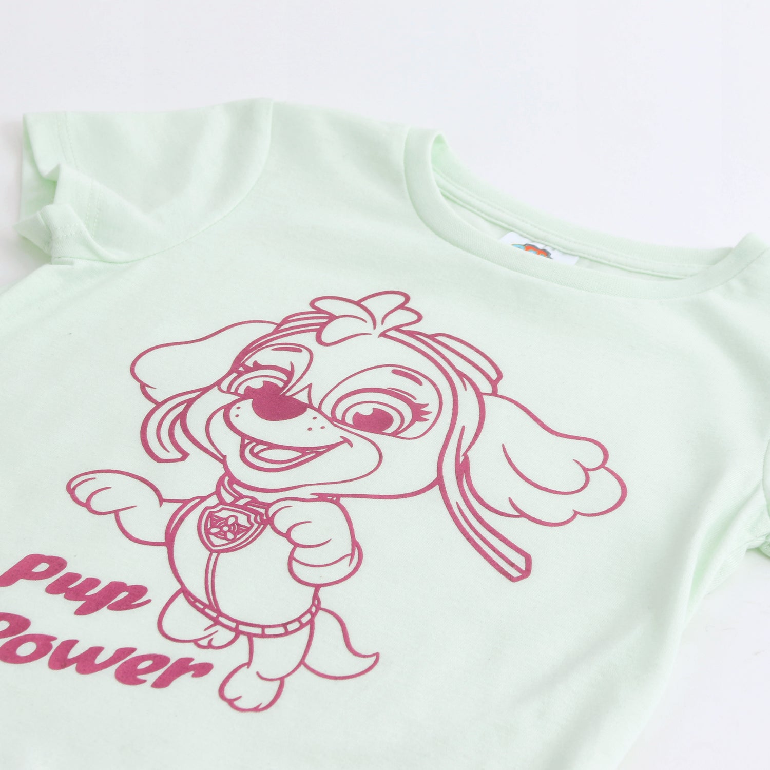 Polera Manga Corta Niña Skye Foil Verde Paw Patrol