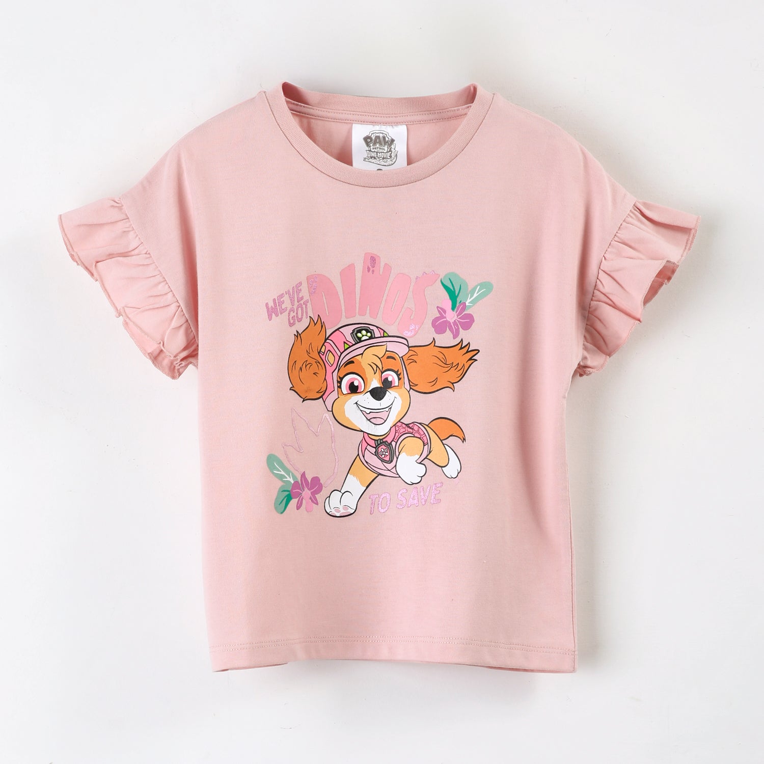 Polera Manga Corta Niña Paw Patrol Skye Rosado