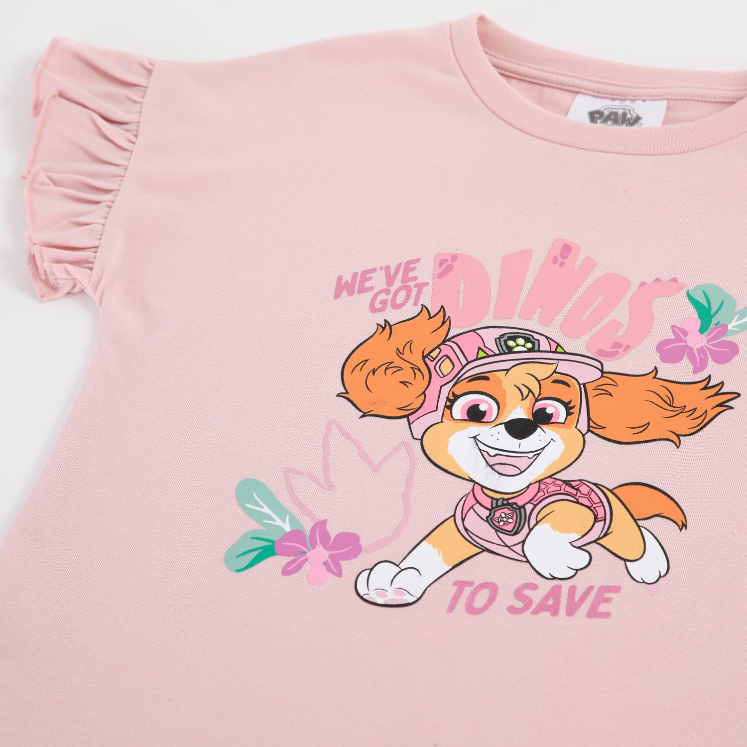 Polera Manga Corta Niña Paw Patrol Skye Rosado