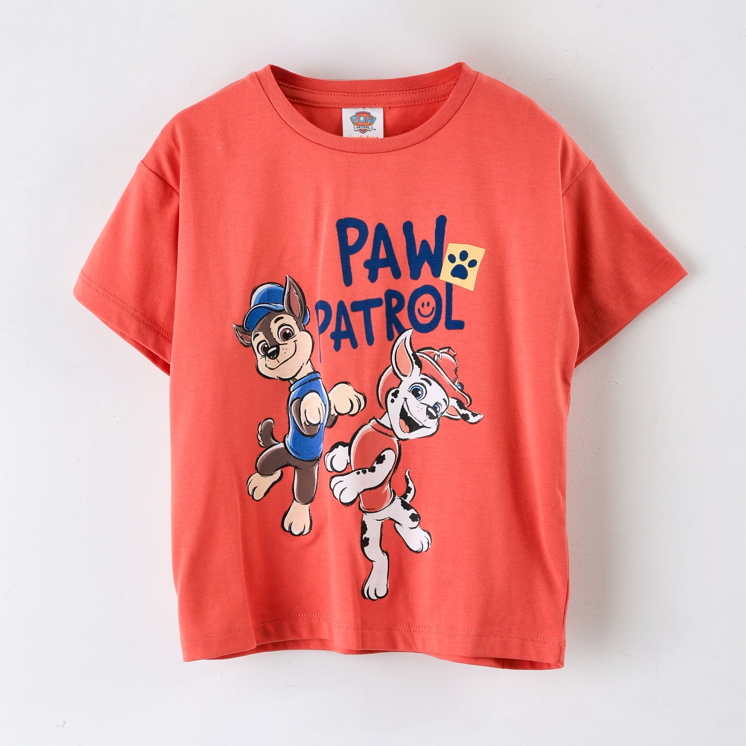 Polera Manga Corta Niño Paw Patrol Chase & Marshall Coral