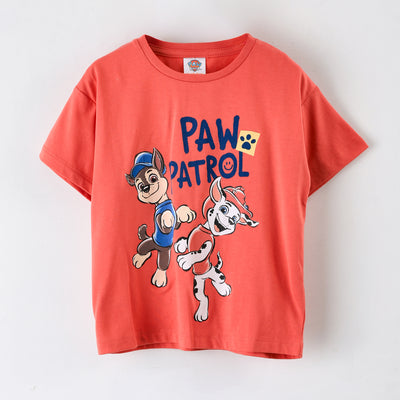 Polera Manga Corta Niño Paw Patrol Chase & Marshall Coral