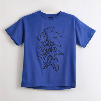 Polera Manga Corta Niño Sonic Outline Azul