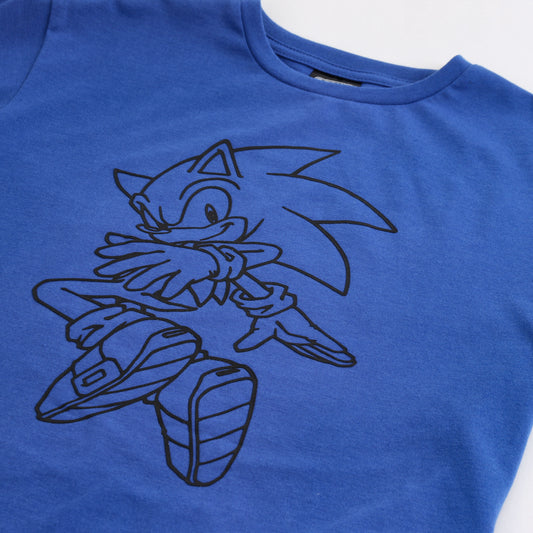 Polera Manga Corta Niño Sonic Outline Azul - Poleras Chile | The Brands Club cl