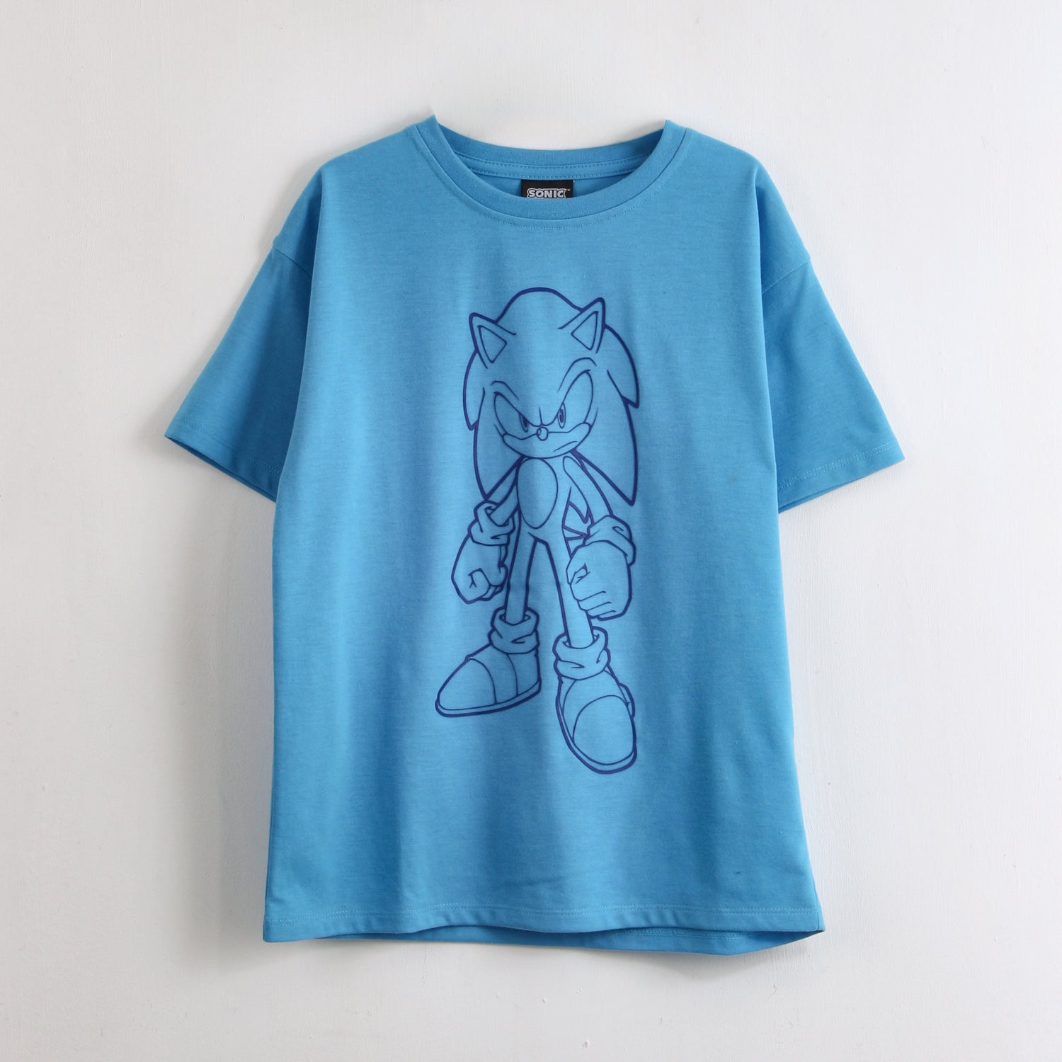 Polera Manga Corta Niño Estampado Celeste Sonic