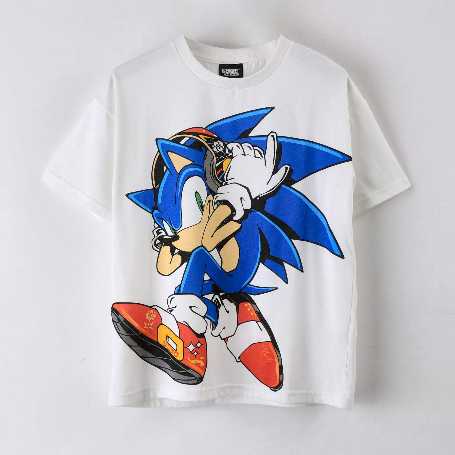 Polera Manga Corta Niño Sonic Personaje Grande Blanco