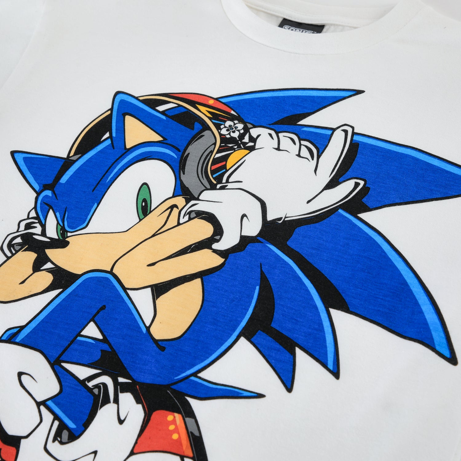 Polera Manga Corta Niño Sonic Personaje Grande Blanco
