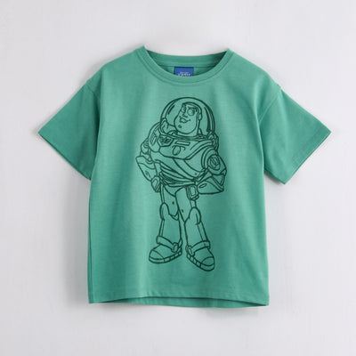 Polera Manga Corta Niño Buzz Lightyear Disney Outline Verde