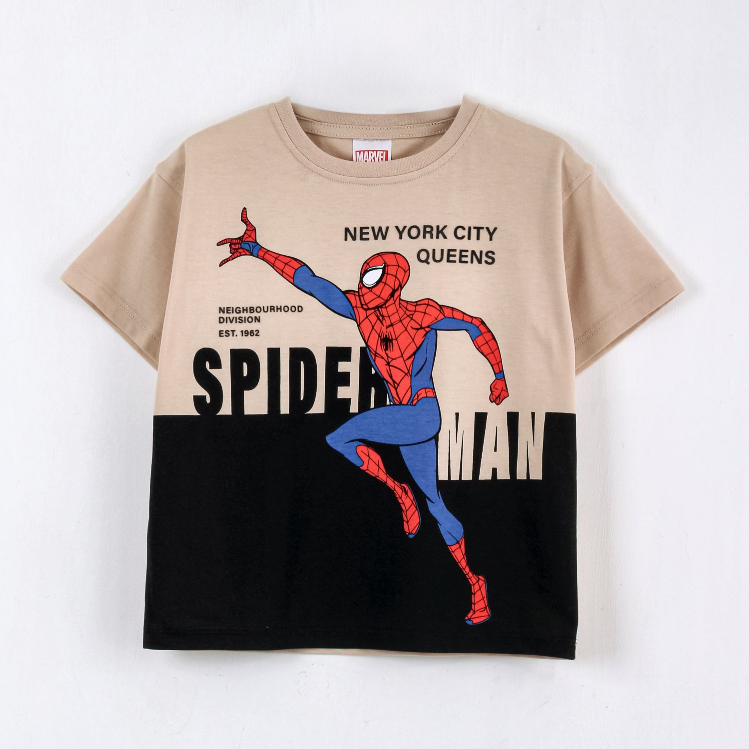 Polera Manga Corta Niño Spiderman Marvel Bicolor