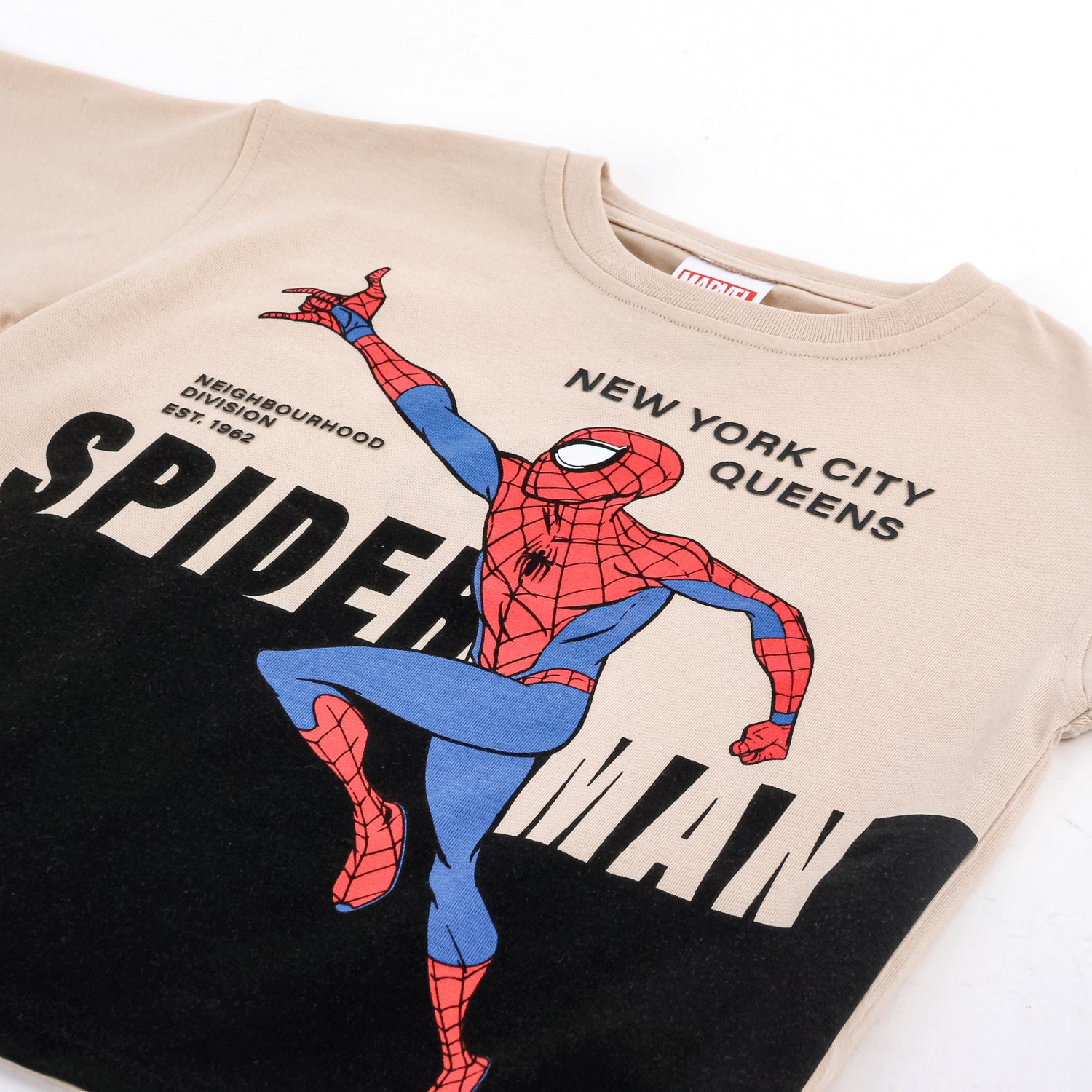 Polera Manga Corta Niño Spiderman Marvel Bicolor