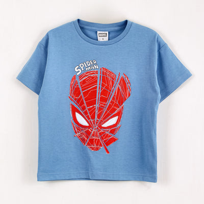 Polera Manga Corta Niño Spiderman Marvel Cara Azul