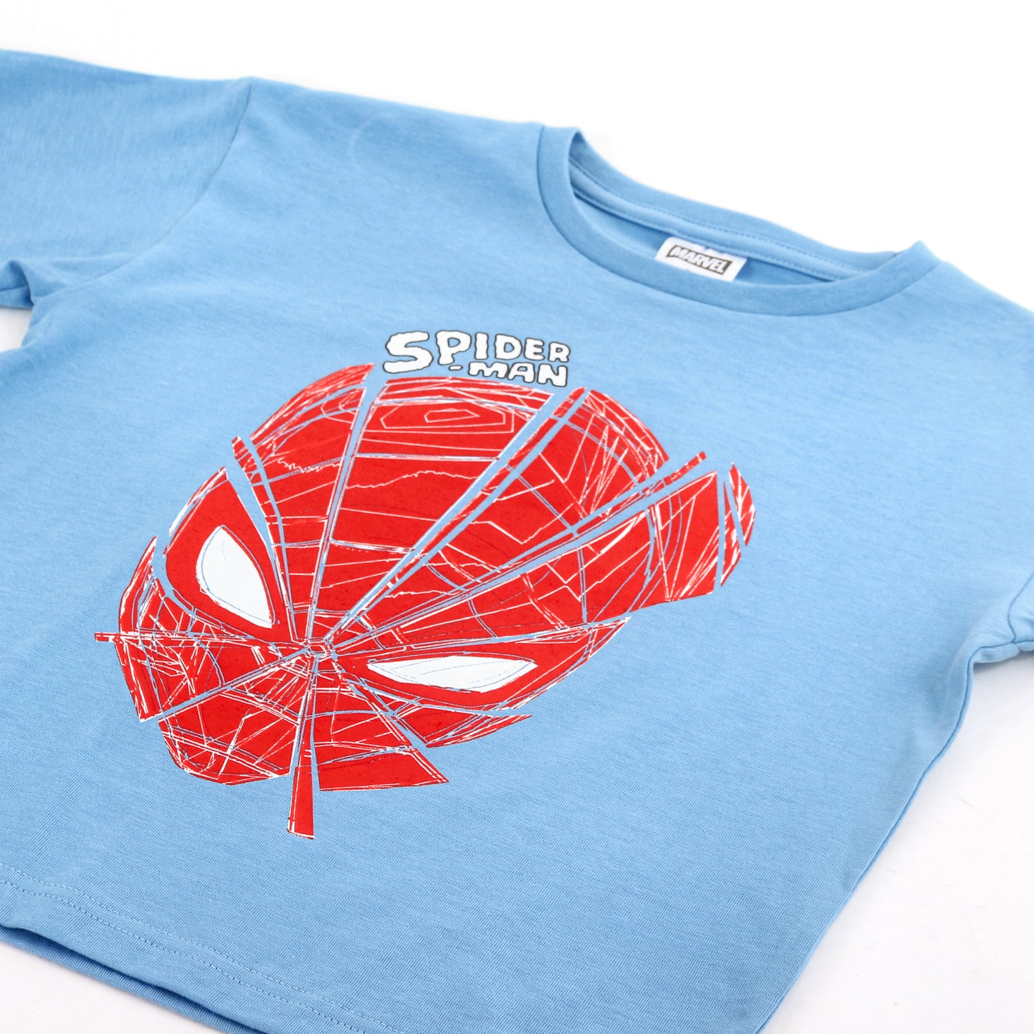 Polera Manga Corta Niño Spiderman Marvel Cara Azul