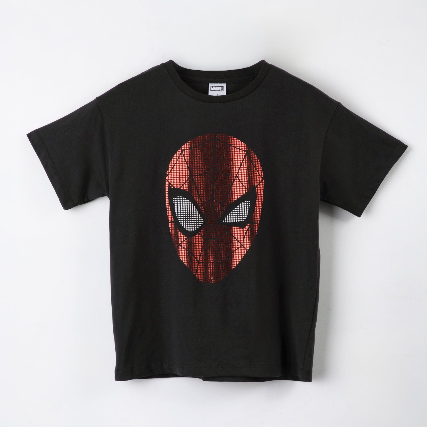 Polera Manga Corta Niño Spiderman Marvel Cara Negro