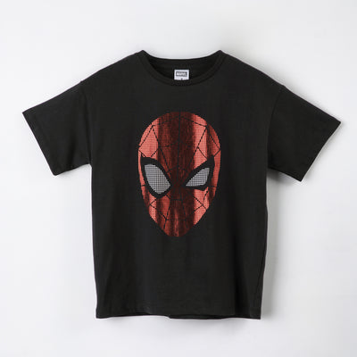 Polera Manga Corta Niño Spiderman Marvel Cara Negro