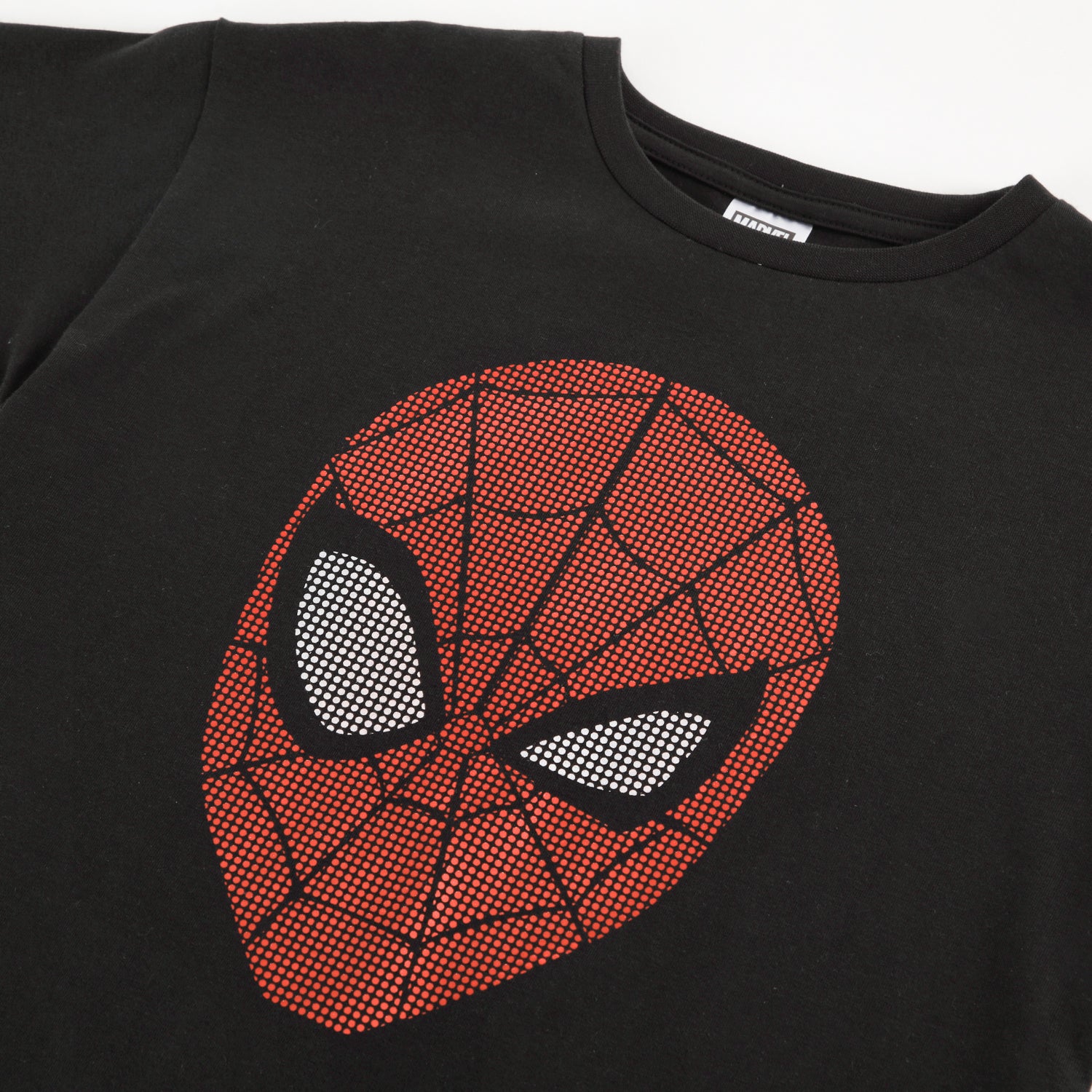 Polera Manga Corta Niño Spiderman Marvel Cara Negro