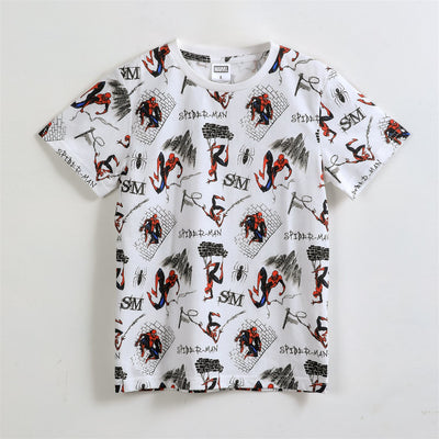 Polera Manga Corta Niño Spiderman Marvel Full Print Blanco