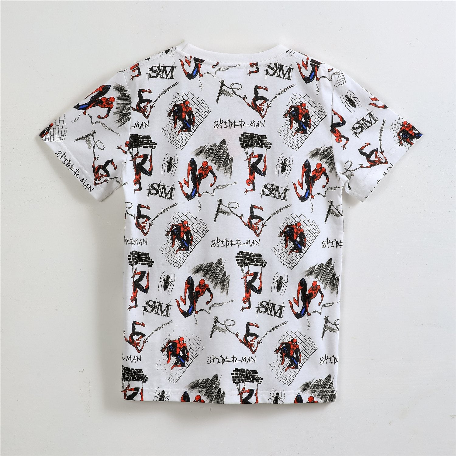 Polera Manga Corta Niño Spiderman Marvel Full Print Blanco