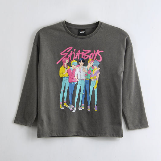 Polera Manga Larga Niña Saja Boys Gris Kpop Demon Hunters - Poleras Chile | The Brands Club cl