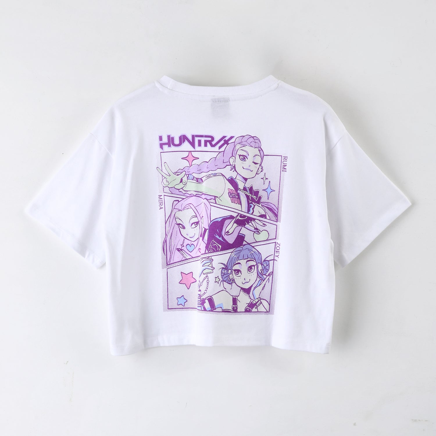 Polera Manga Corta Niña Kpop Demon Hunters Espalda Blanco