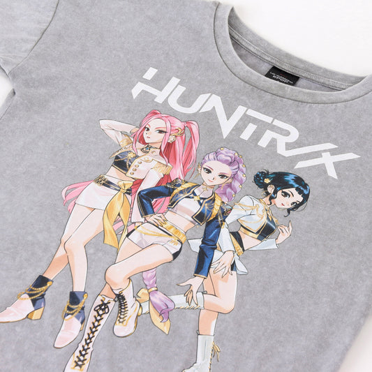 Polera Manga Corta Niña Kpop Demon Hunters Lavado Gris - Poleras Chile | The Brands Club cl